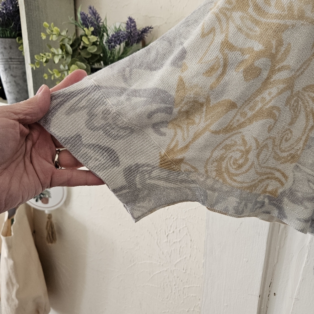 Catherines Silver And Gold Metallic Sweater Poncho Womens 4x 5x NWT - Picture 3 of 7